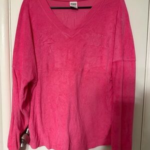 PINK Victoria's Secret Bright Pink V-Neck Sweatshirt